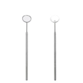 Silver stainless steel heart eyelash extension mirror with knurled anti-slip handle grip - Round / Silver