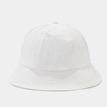 Detail of white cotton bucket hat featuring decorative brim stitching and breathable fabric - M (56-58cm) / White