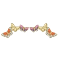 Golden 925 sterling silver butterfly earrings with colorful pavé cubic zirconia - Gold Multicolor Linked Butterfly Earrings / Gold Linked Butterfly
