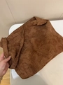 Close-up of vintage paisley embroidery on brown suede tote bag with textured floral patterns - Brown Cotton Linen Embroidery