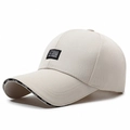 Beige cotton baseball cap featuring black letter patch and embroidered FEWK brim detail - Adjustable / Beige