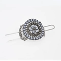 Vintage silver hair pin with grey-white faux stone flower design for women hair styling - White Faux Turquoise Antique Silver