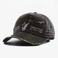 Vintage-Baseballkappe in Anthrazit und Olivgrün mit BlackRebel-Stickerei gewaschen - Verstellbar / Anthrazit Olive Patchwork (Bulle Stil)
