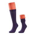 Women’s purple and orange slouch socks in a knitted fabric shown in scrunched style - Deep Purple & Orange