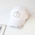White baseball cap with silver metal rings and airplane pendant for kids and adults - S Kids (48CM-52CM) / Airplane / White