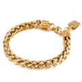 Polished gold woven wheat chain bracelet for men in durable stainless steel with clasp - Style D / Gold