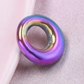 Minimalist oval pendant in rainbow iridescent finish for DIY necklace jewelry making - Colorful