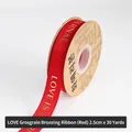 2.5cm red grosgrain ribbon with gold foil LOVE IS ETERNAL print for flower bouquets - 2.5cm Wide x 30 Yards Long / Red