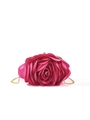 Elegant red satin rose evening clutch bag with golden chain strap and snap closure - Rose Red