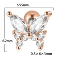 Rose gold butterfly stud earring with white zircon inlay and back screw ball - Rose Gold + Clear Zirconia (Large)