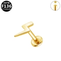 Golden F136 titanium lightning bolt labret stud with internal threading for piercings - Gold Lightning Style (G23LAI112-G)