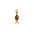 Golden stainless steel fish pendant with brown enamel drip and zircon eye charm - D190-5 Gold Fish Enamel Pendant