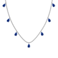 Collar de plata de ley S925 con siete colgantes de circón azul en forma de pera - Plata 925 / Azul
