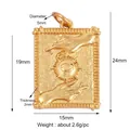 Gold-plated Evil Eye sun tarot charm pendant in a rectangular relief style, 19x15mm size - Gold Hands Holding Eye Style (K085217K2)
