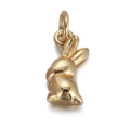 Polished golden rabbit charm pendant for jewelry making with minimalist animal design - Gold Rabbit Pendant