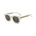 Retro zonnebril met dik crème beige montuur en donkere UV-beschermende glazen - Crèmewit Frame Grijze Lenzen
