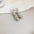 Polished silver geometric drop earrings displayed on minimalist textured background - 34# Ear Buckle-Silver-Minimalist Teardrop Combo