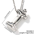 Polished silver balloon letter I necklace pendant with zircon stone and size details - Letter I (N01068-I)