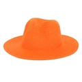 Cappello da sole classico in paglia intrecciata arancione con design jazz e tesa larga - Arancione