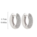 Macro shot of silver U-shaped hoop earrings with micro-pavé cubic zirconia and 1.7cm height - 1.7cm Silver