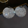 Glinsterende zilveren oorringen met volledige strass en groot geometrisch ontwerp - Zilver (Zilveren pin) / Zilver