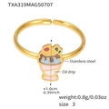 Golden stainless steel ring for children featuring a colorful oil drip ice cream charm - Ice Cream Ring (TXA319)