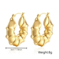 18K gold plated chunky hoop earrings with 3cm diameter and vintage twisted texture - Bamboo Joint (MS-004) / Gold