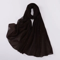 Detailed view of black pearl chiffon shawl with sparkling rhinestones embellishments - Coffee