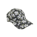 Floral print baseball cap with black base and pale green flower pattern in detail - One Size Adjustable / 18# (Black Green White Floral)