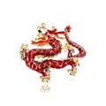 Exquisite red and gold dragon brooch with enamel finish and sparkling rhinestones - Red Gold Dragon