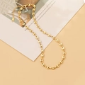 Elegante collana placcata oro 18K con maglie a muso di maiale, chiusura a moschettone e catena - Collana / Oro