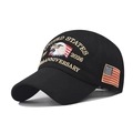 Black cotton 250th anniversary baseball cap with 3D eagle embroidery and USA flag patch - Adjustable / Black