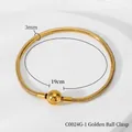 Golden 3mm snake chain bracelet with 19cm length and minimalist round ball clasp - Gold Ball Clasp