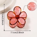 Pink marble and amber flower hair claw clip with 7.1cm size detail for elegant styling - Pink Marble with Amber Edge (D6-5-2)