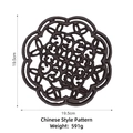 Dessous de plat chouette en fonte rustique avec motif chinois, 19,5 cm de large - Dessous de Plat Rond Motif Chinois - Noir