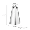 Stainless steel piping tip with 8-point petal design and detailed product dimensions - US Size 6