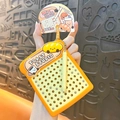 Creative toast shaped magnetic drawing board keychain toy with 90 steel beads in yellow. - Orange