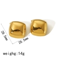 Polished 18k gold plated stainless steel square stud earrings measuring 28.5mm - 18K Gold