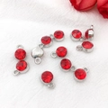Golden alloy zodiac pendants with round red rhinestones for DIY jewelry making - Antique Silver July - Blood Red