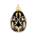 Detail eines Eianhängers mit schwarzer Emaille, goldenem Muster und Zirkonia-Steinen - Schwarz Emaille Gold Rebe Strass Anhänger