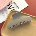 Grande molletta per capelli in acetato beige crema con elegante scritta dorata - Lucido / Albicocca