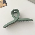 Large matte grayish-green hair claw clip for thick hair with frosted finish texture - Matte Green
