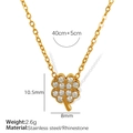 Collana a quadrifoglio dorata in acciaio inossidabile con strass e catena regolabile - Stile Quadrifoglio (XL217) / Oro