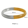 Two-tone silver and gold Tubogas spring bracelet in stainless steel with 10mm width - 10mm Wide (60mm Diameter) / Gold Steel