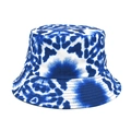 Bob en coton tie-dye bleu et blanc avec un design réversible élégant pour protection solaire - M (56-58cm) / Tie-Dye Bleu et Blanc