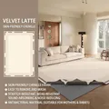 Washable Latte Chenille Rug with anti-slip backing and striped edges for living room - Removable And Washable Chenille Velvet Latte