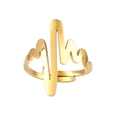 Minimalist gold EKG heartbeat open ring with adjustable band for women and men - Heartbeat-Gold