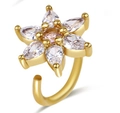 Anello al naso in oro 18K con design a fiore e zirconi rosa e bianchi lucidi - Stile 7 / Argento