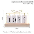 Calendario a fogli mobili in ferro dorato minimalista con base in legno, 29x20cm - Calendario con Ornamento Luminoso - Stile B