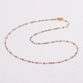 18-inch gold-plated stainless steel chain necklace featuring elegant purple enamel beads - Gold + Purple Enamel